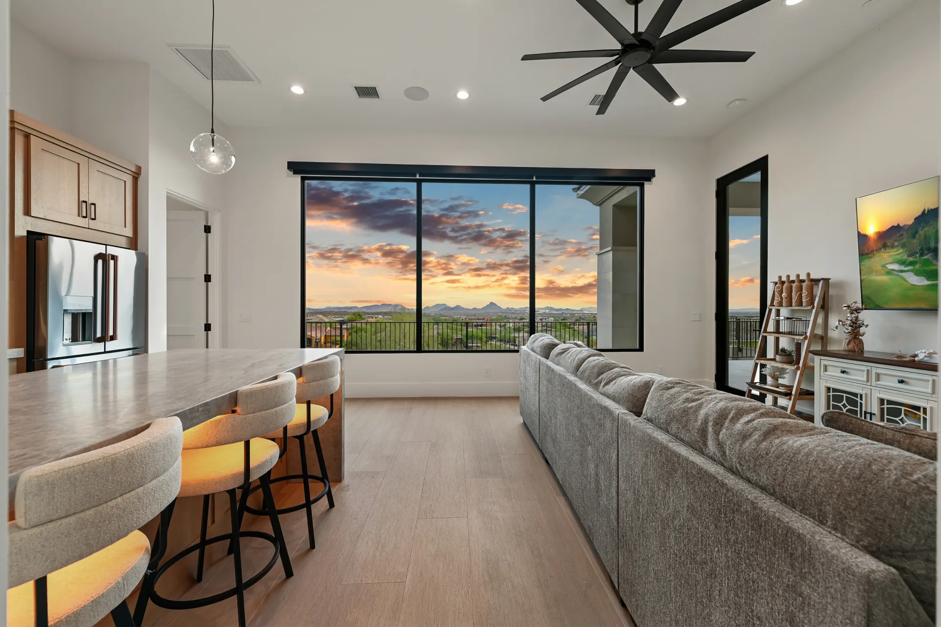 Praiano Way guest kitchen and living