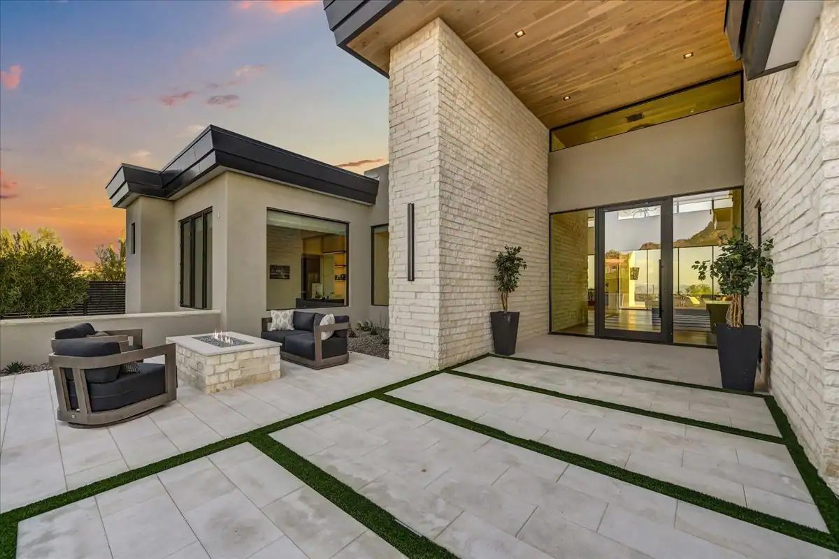Front patio at sunset
