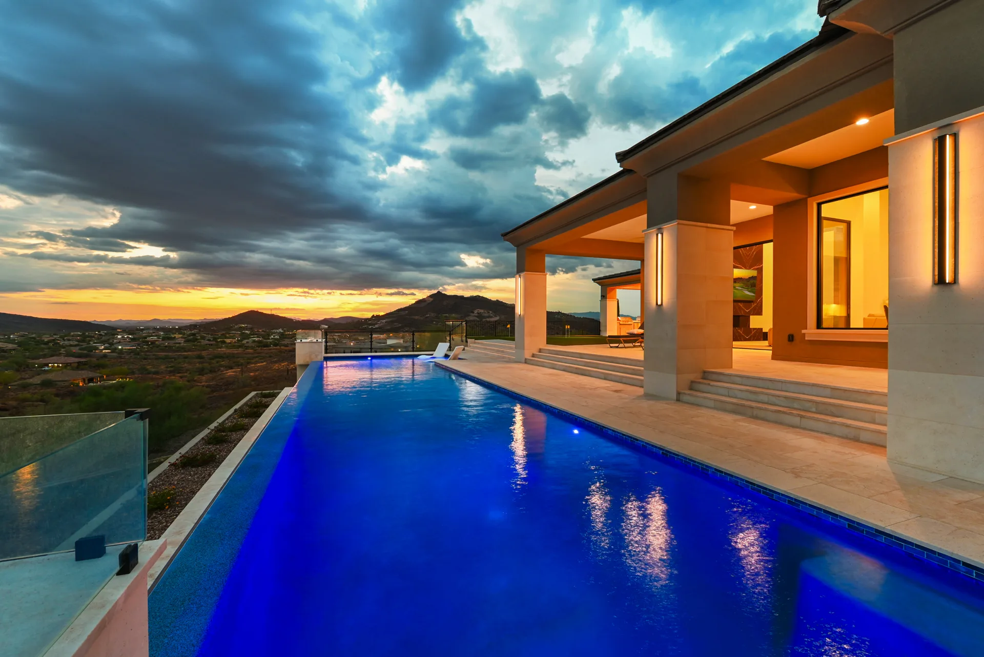 Praiano Way pool at sunset