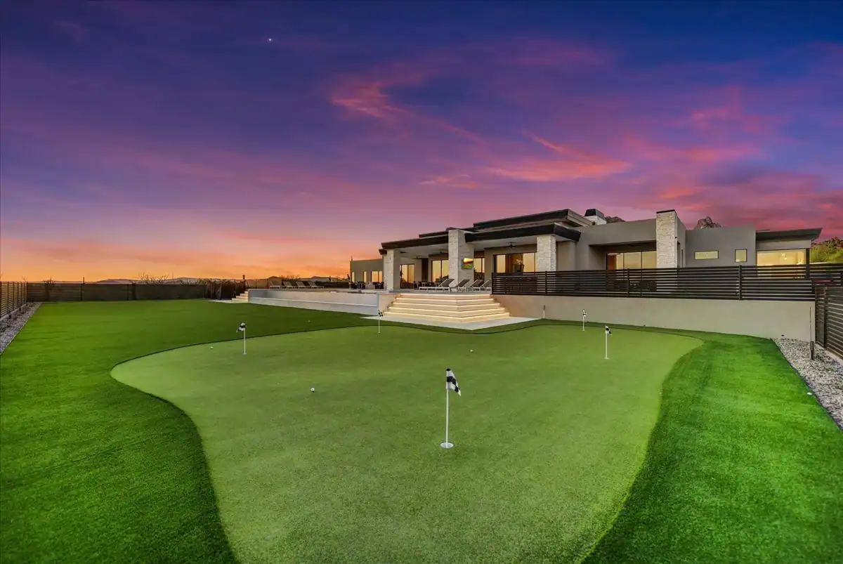 Putting green at sunset